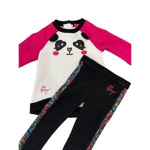 "Betsey Johnson Panda Face Shirt and Sequin Leggings - Size 24 Months"  K17 *